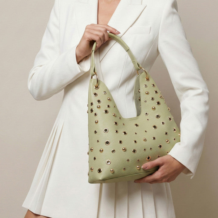 Sac Shopper avec clous - Beige