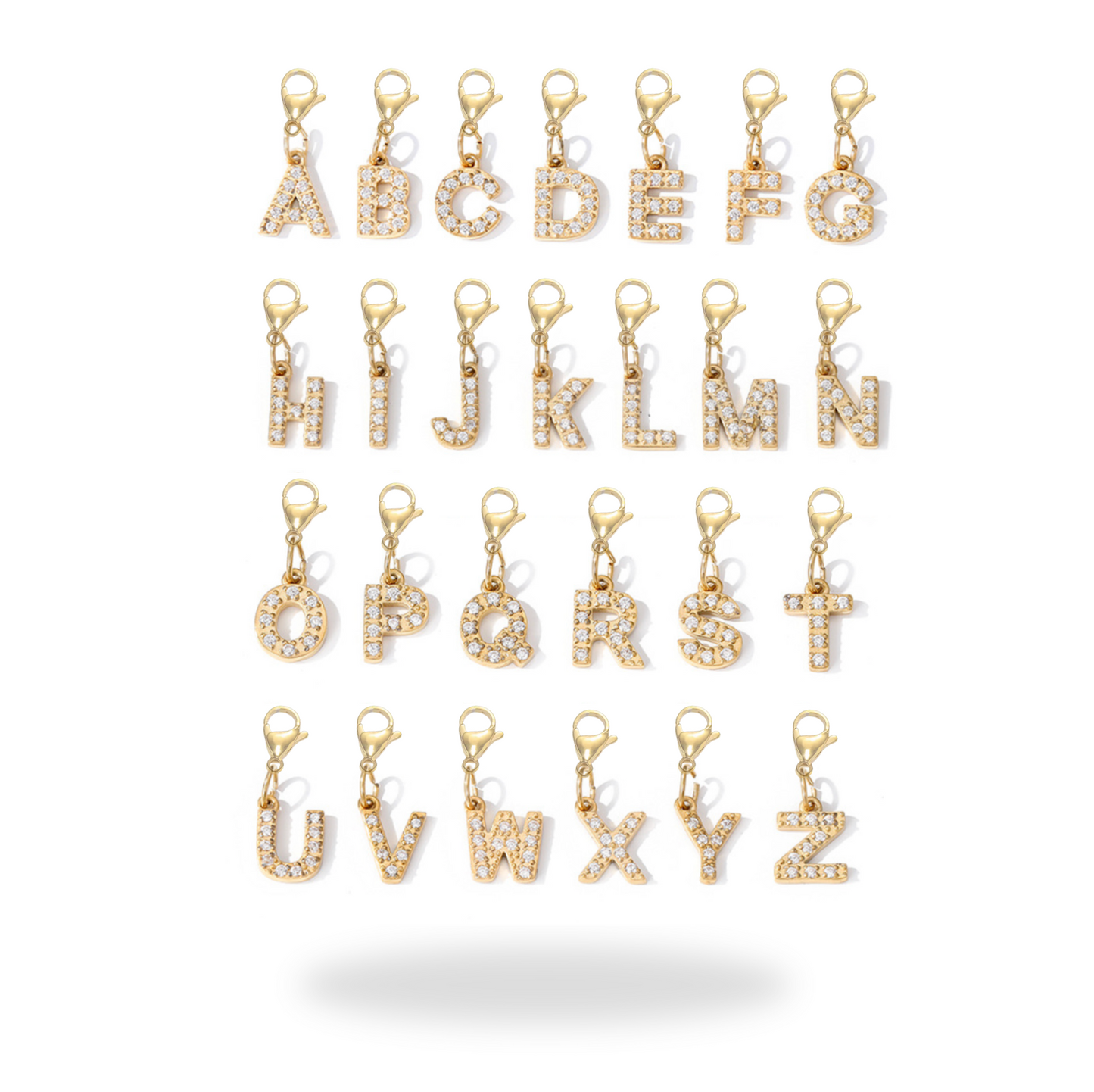 Charms lettre strass or